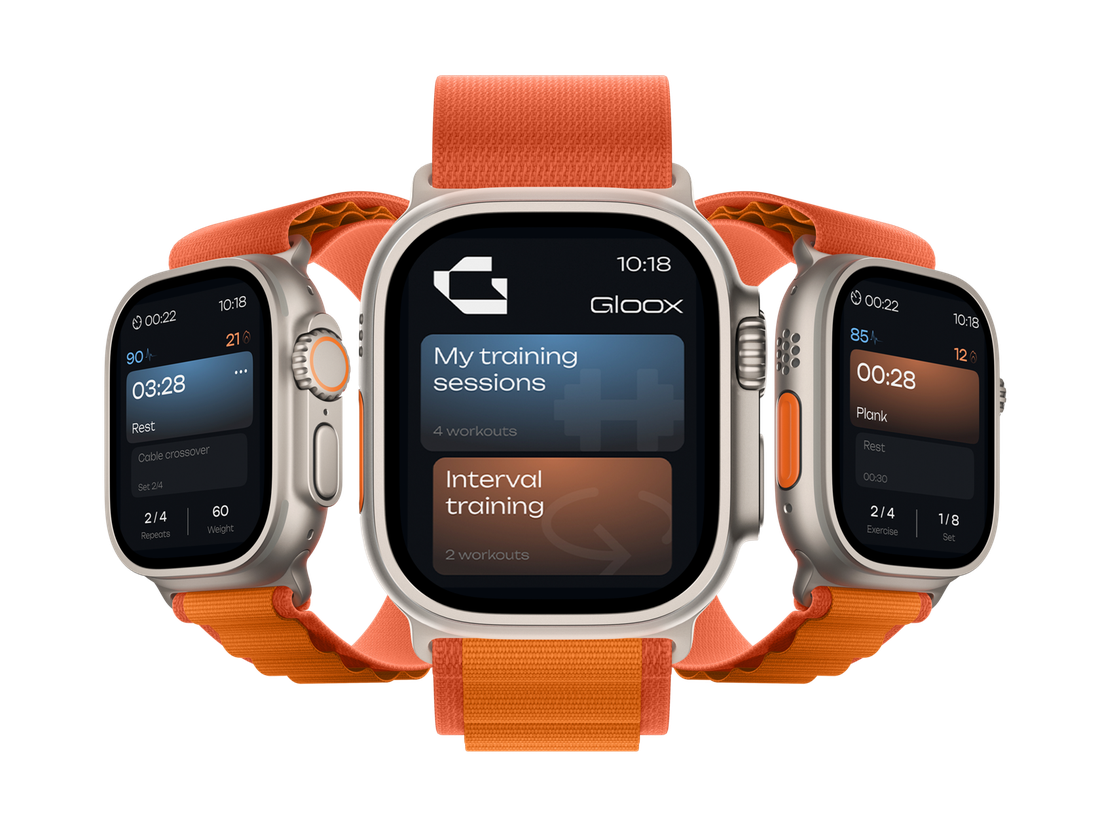 Apple Watch Ultra running a Gloox interval workout